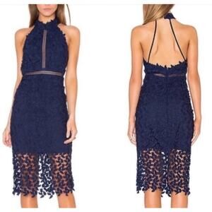 Bardot Gemma Halter Midi Dress - 6, Navy Lace, Cocktail, Christmas Party, NWT